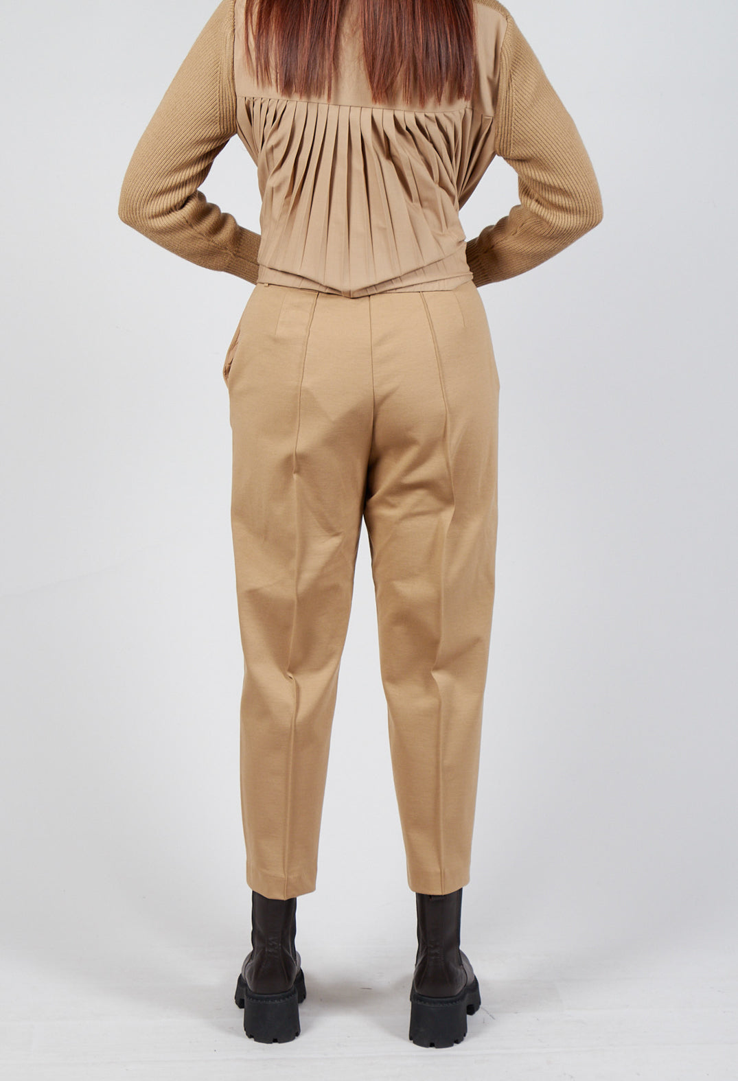 Tapered Jersey Trousers in Camel