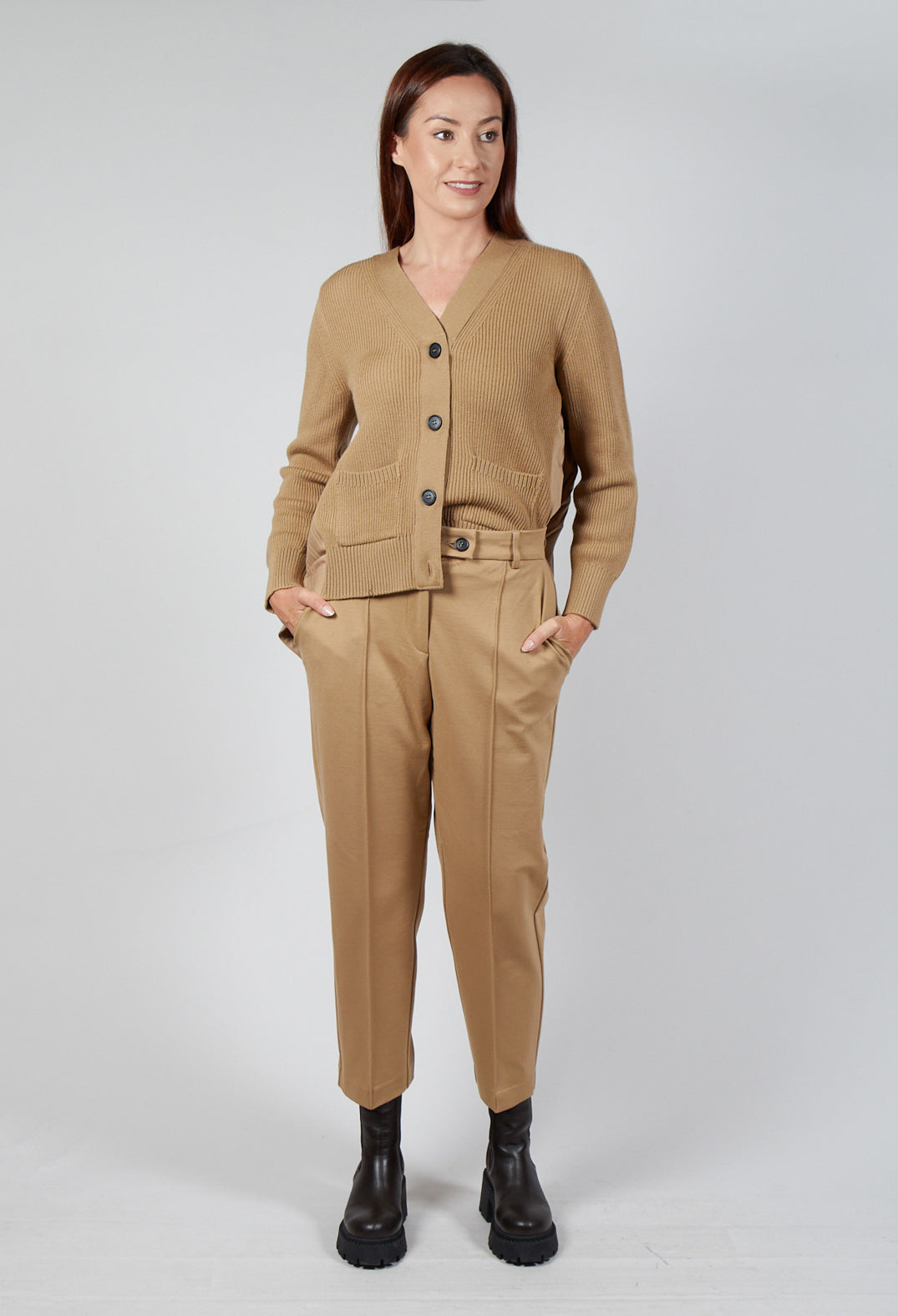 Tapered Jersey Trousers in Camel