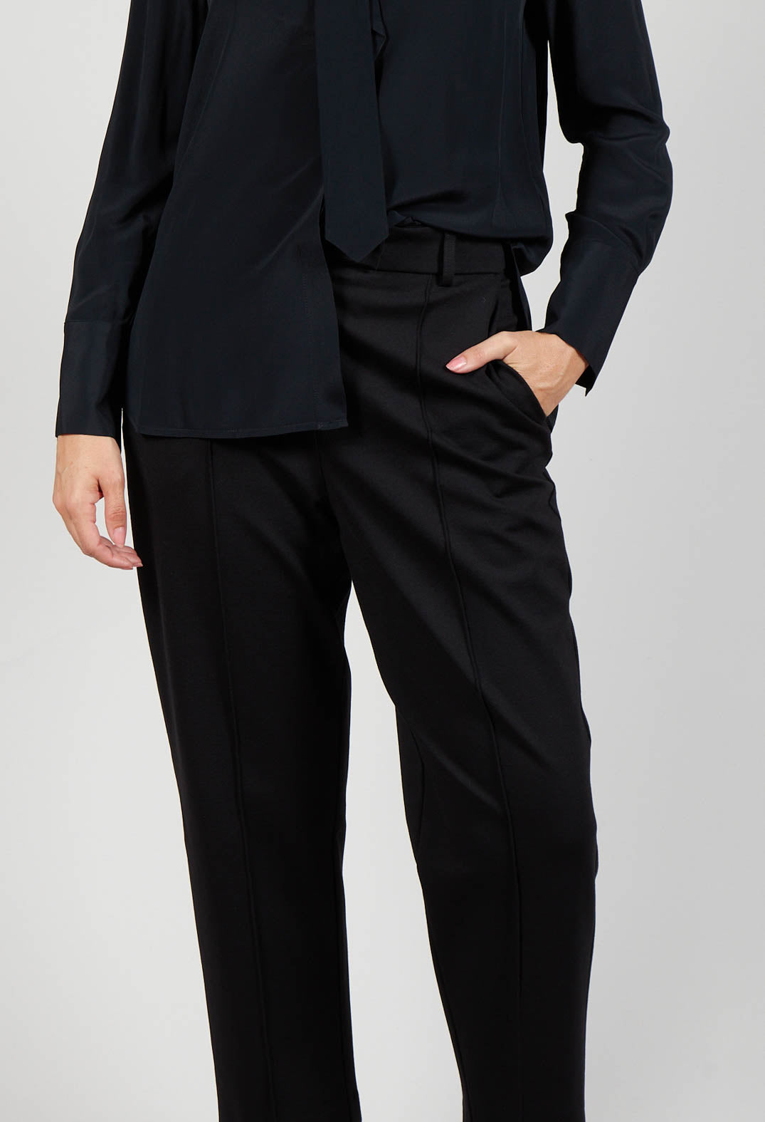 Tapered Jersey Trousers in Nero