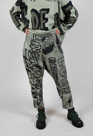 Tapered Leg Drop Crotch Trousers in Defender Big Print