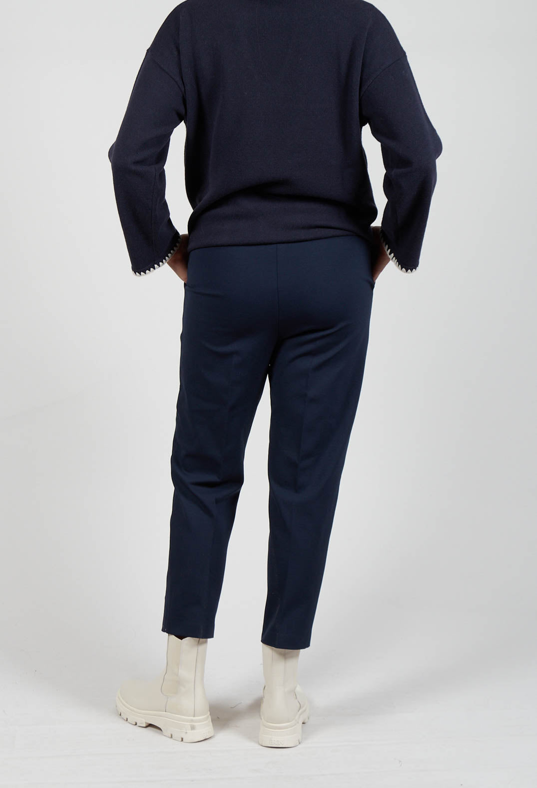 Tapered Leg Jersey Trousers in Blue Nights