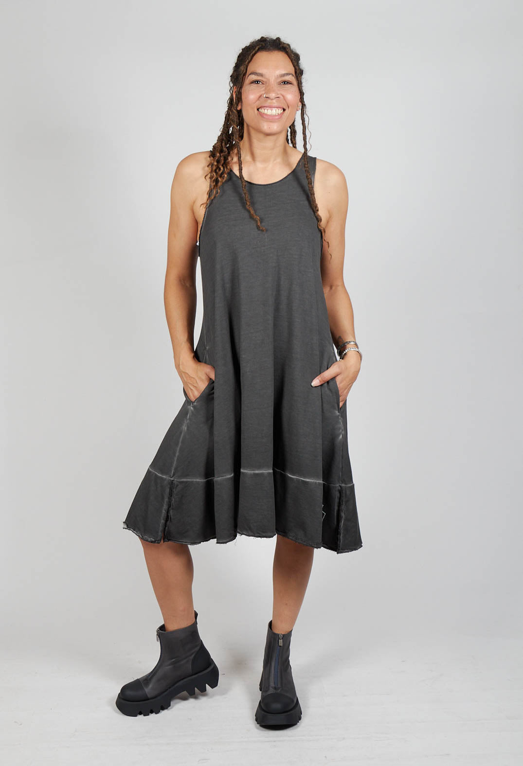 Terry Dress in Asphalt