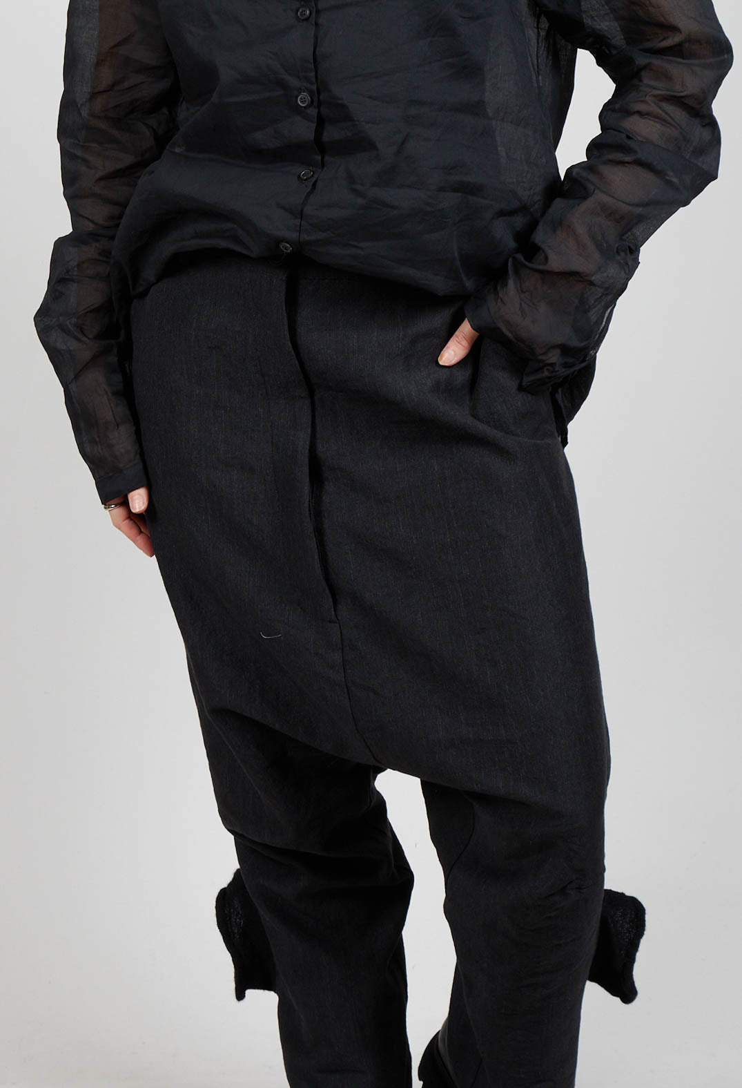 Textured Baggy Trousers in Black Mel