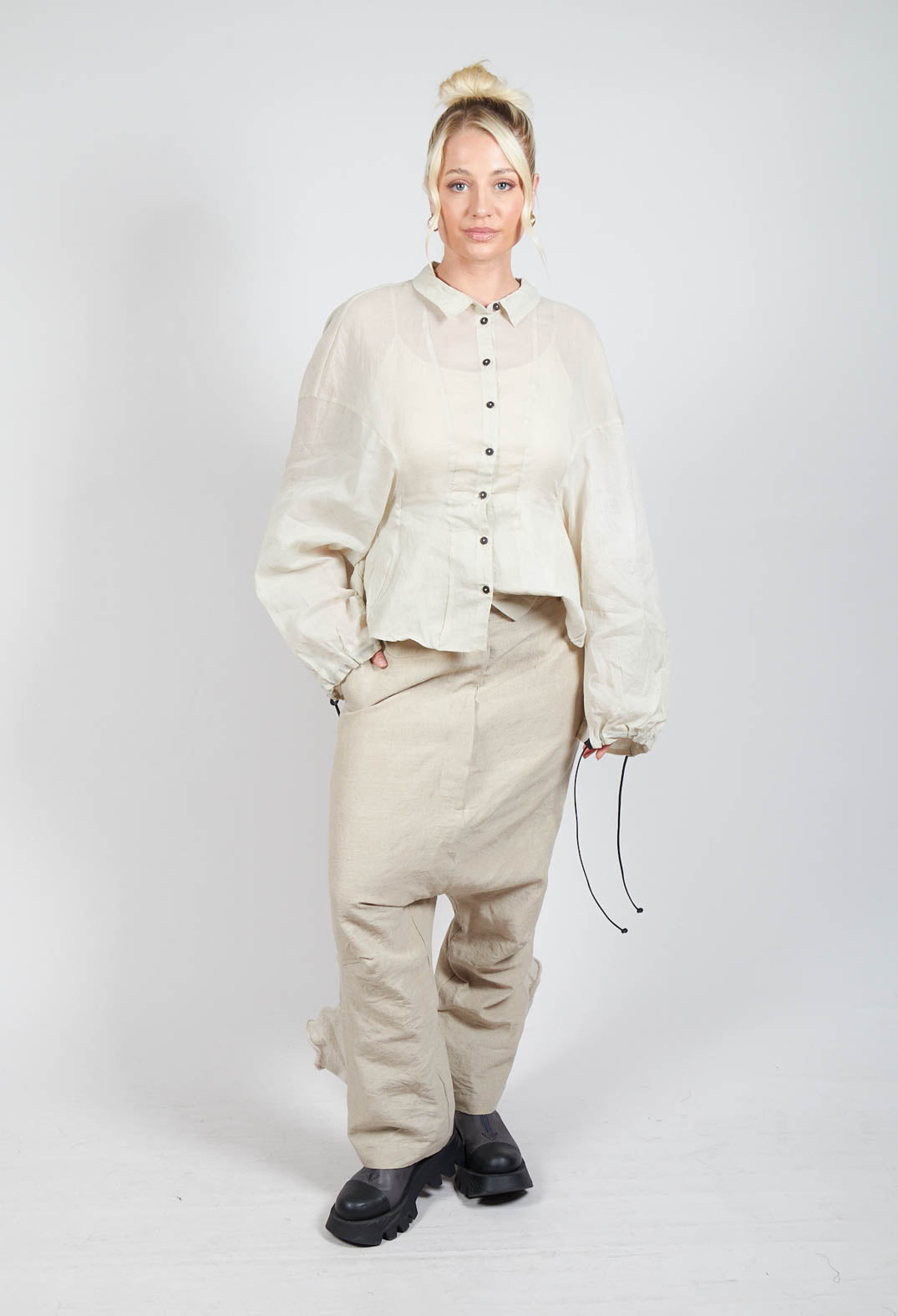 Textured Baggy Trousers in Eraser Mel