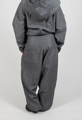 Textured Drop Crotch Trousers in Coal Mel