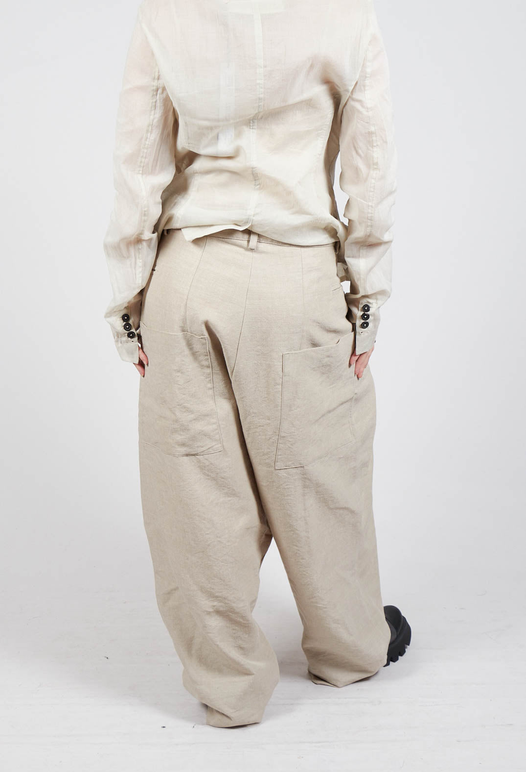 Textured Drop Crotch Trousers in Eraser Mel