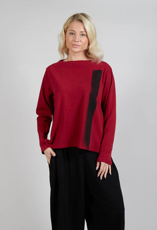 Textured Longsleeve Top in Red