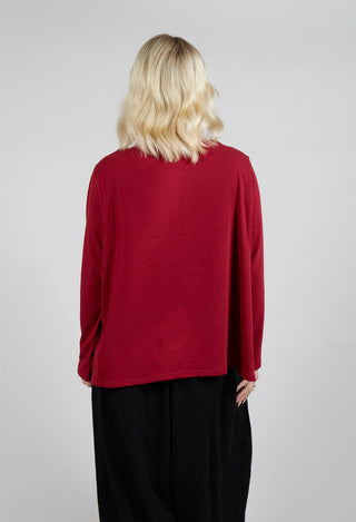 Textured Longsleeve Top in Red