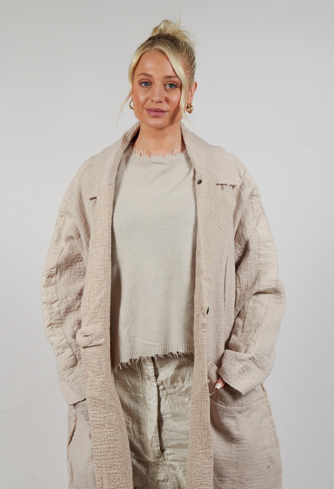 Textured Overcoat in Eraser Mel