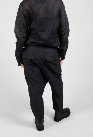 Textured Straight Leg Trousers in Black Mel