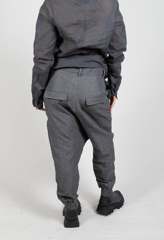 Textured Straight Leg Trousers in Coal Mel