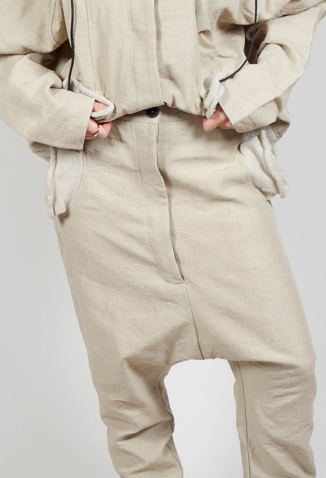 Textured Straight Leg Trousers in Eraser Mel