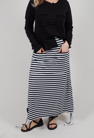 Three Pen Skirt in Black and White Stripe