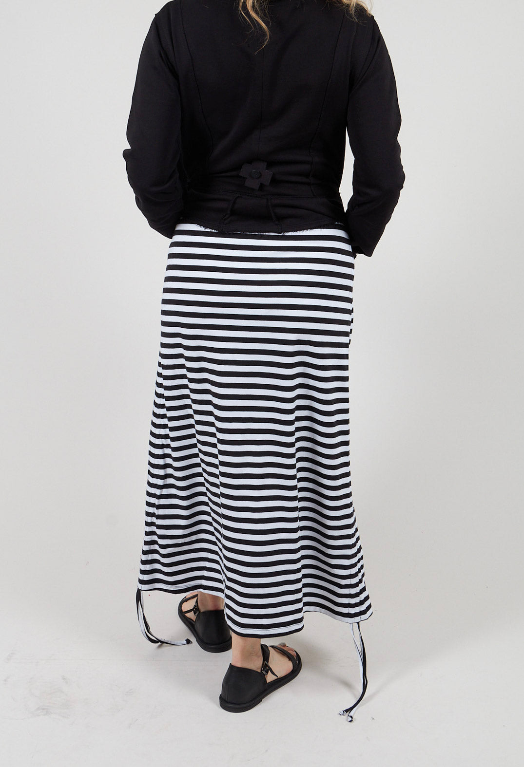 Three Pen Skirt in Black and White Stripe