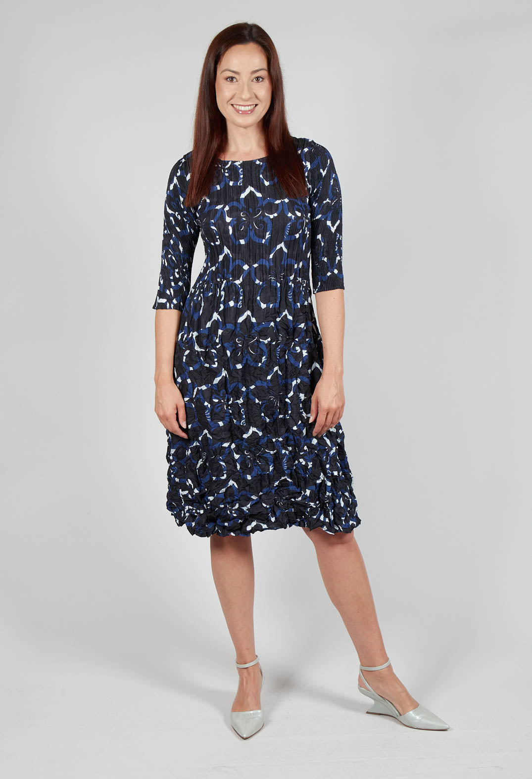 Three Quarter Sleeve Smash Dress in Black Dynasty