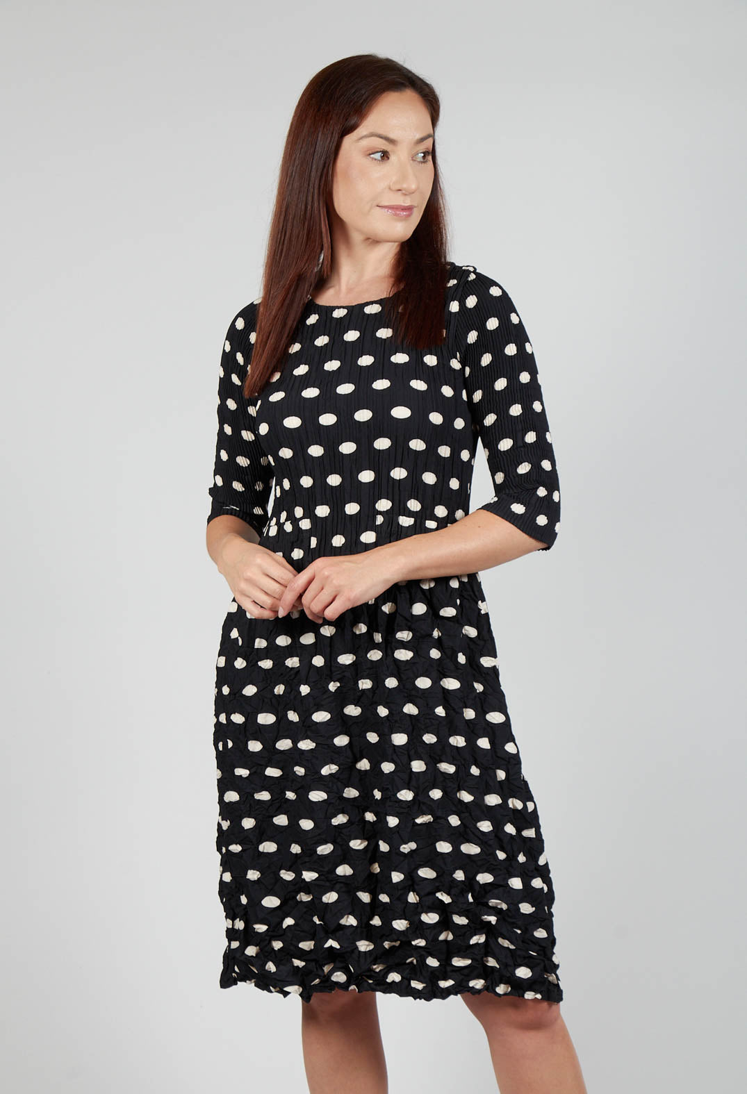 Three Quarter Sleeve Smash Dress in Elliptical Spot