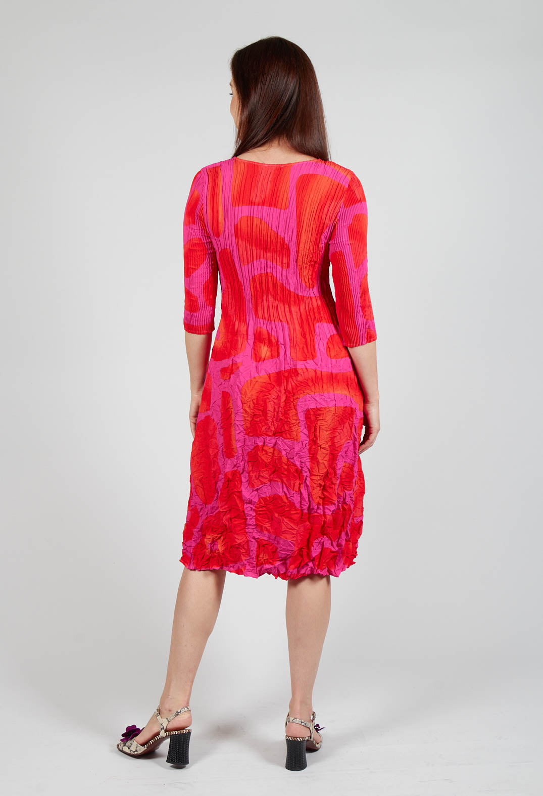 Three Quarter Sleeve Smash Dress in Pink Tuscon