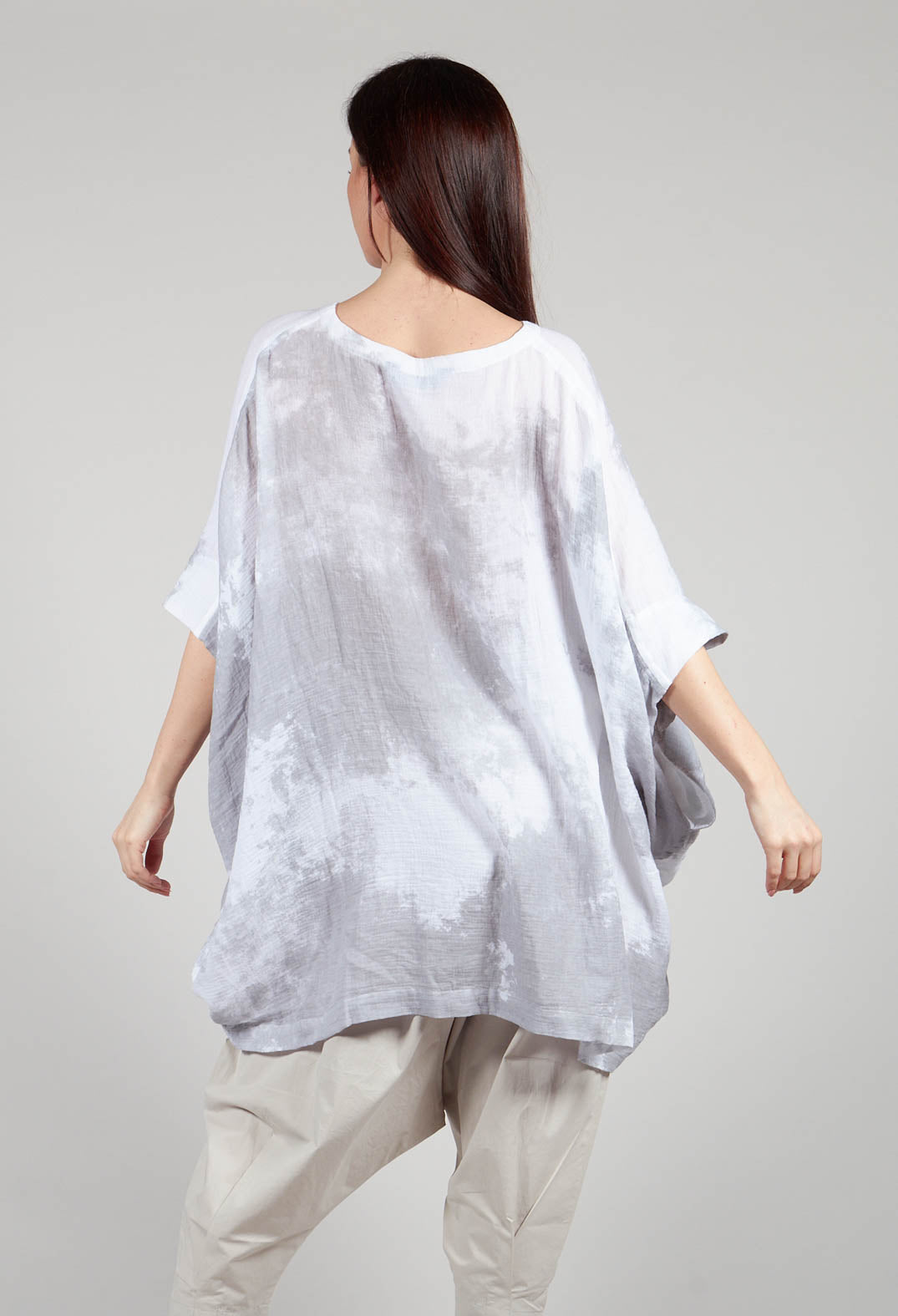 Tie Dye Effect Crinke Shirt in White