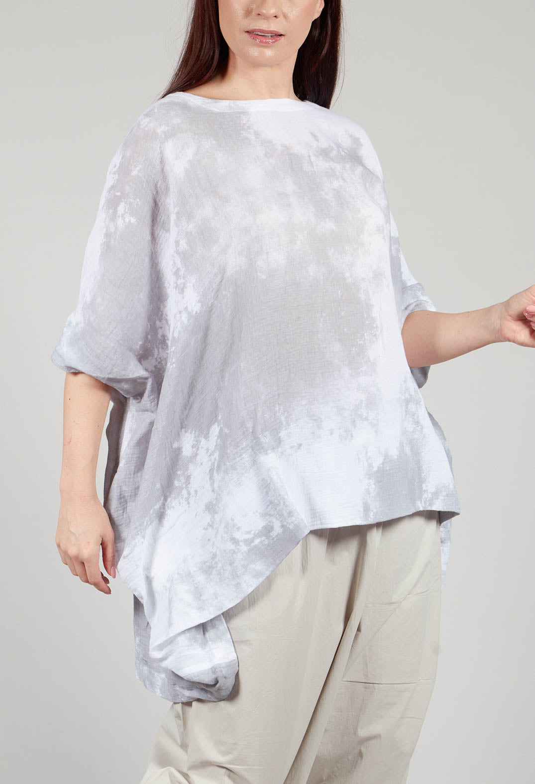 Tie Dye Effect Crinke Shirt in White