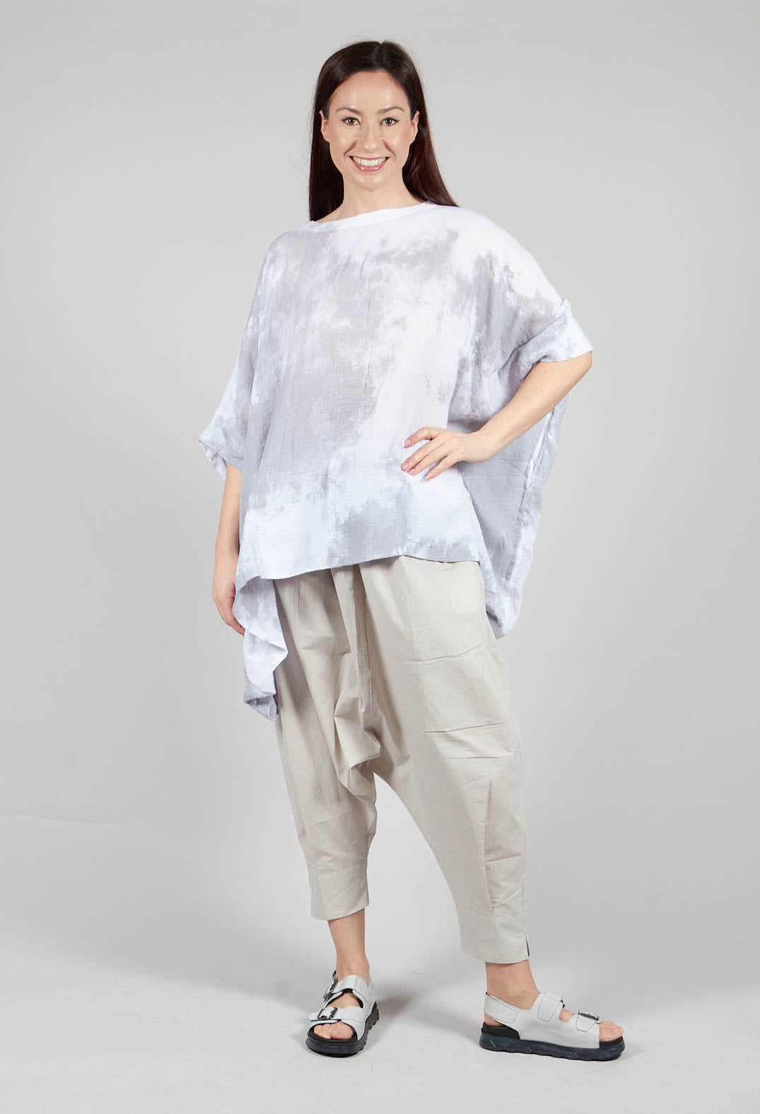 Tie Dye Effect Crinke Shirt in White