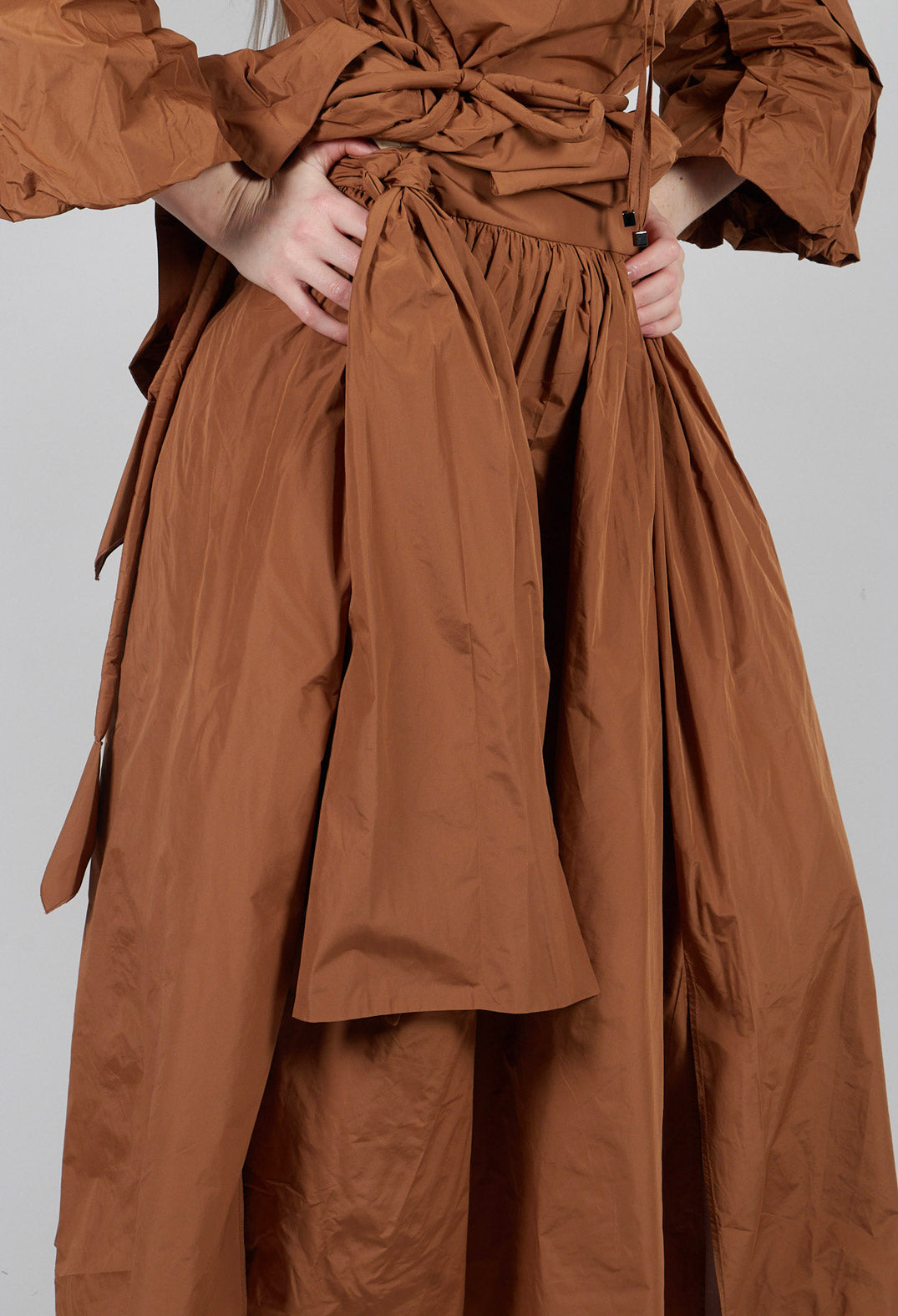 Tie Hem Skirt in Brown