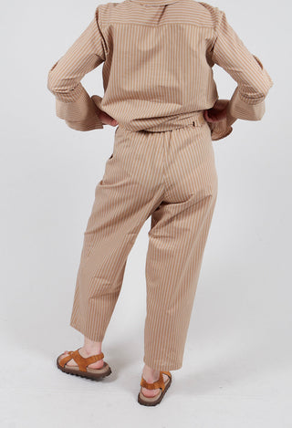 Tie Waist Trousers in Beige/White Print