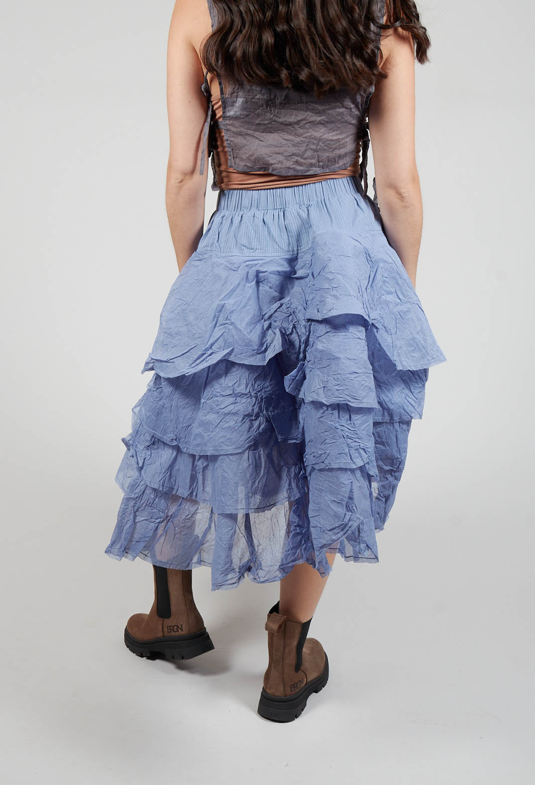 Asymmetric Tiered Cotton-voile Skirt-