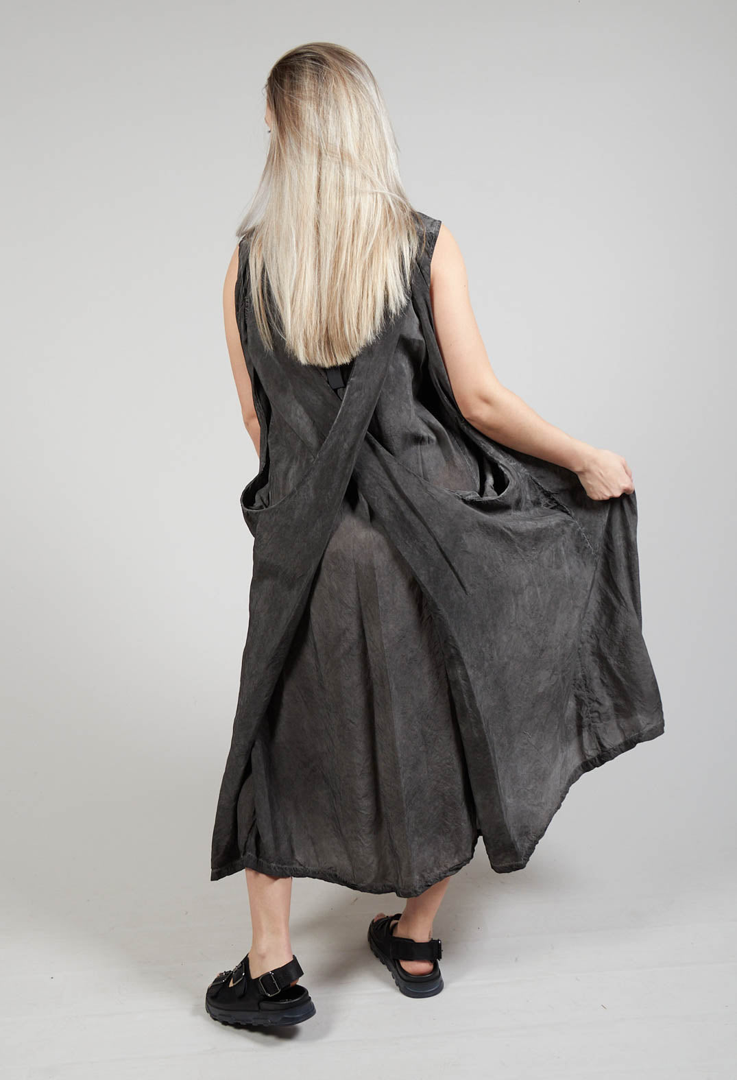 Toga Dress in Coal Cloud