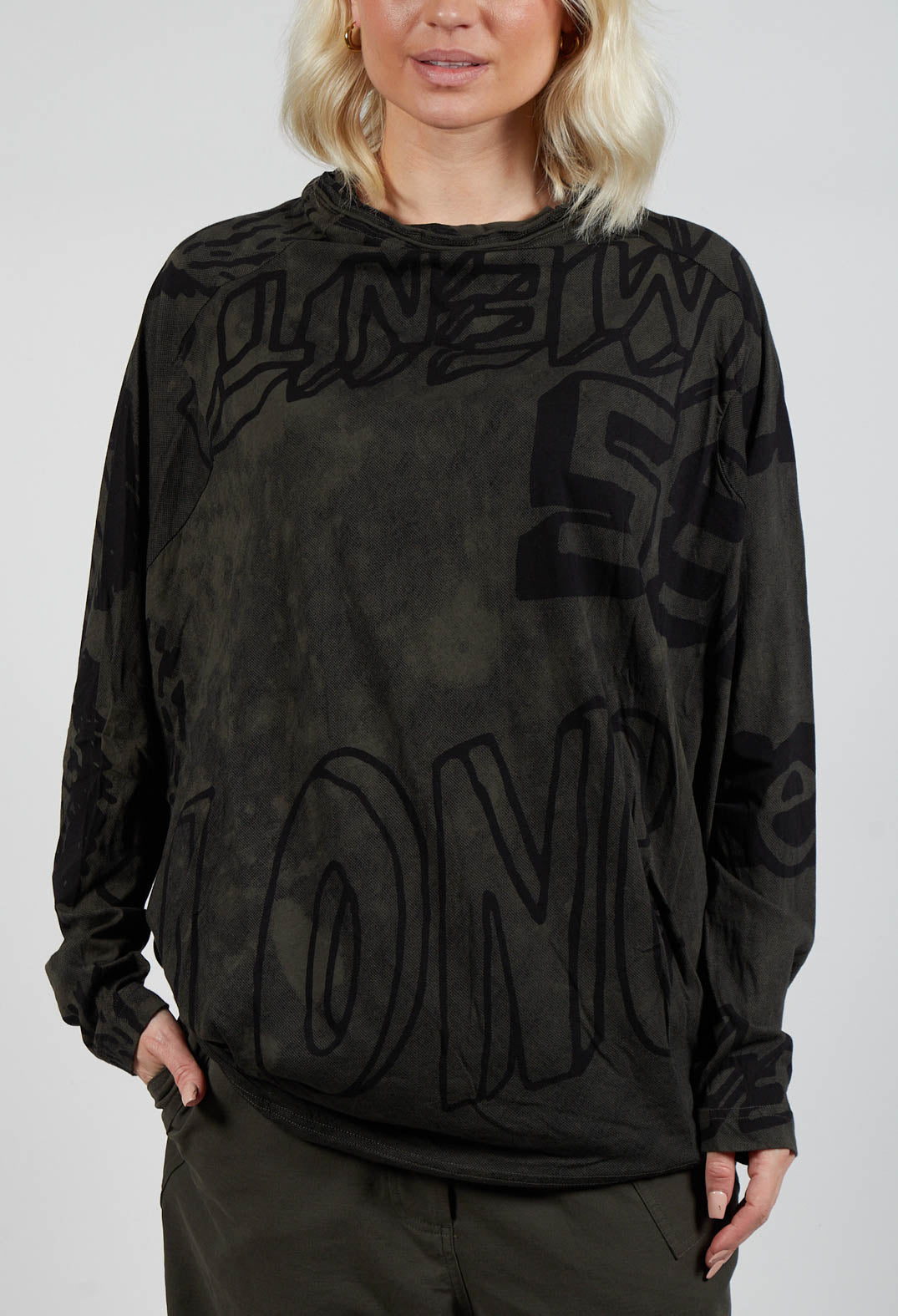 Top with Lettering Design in Jungle Print