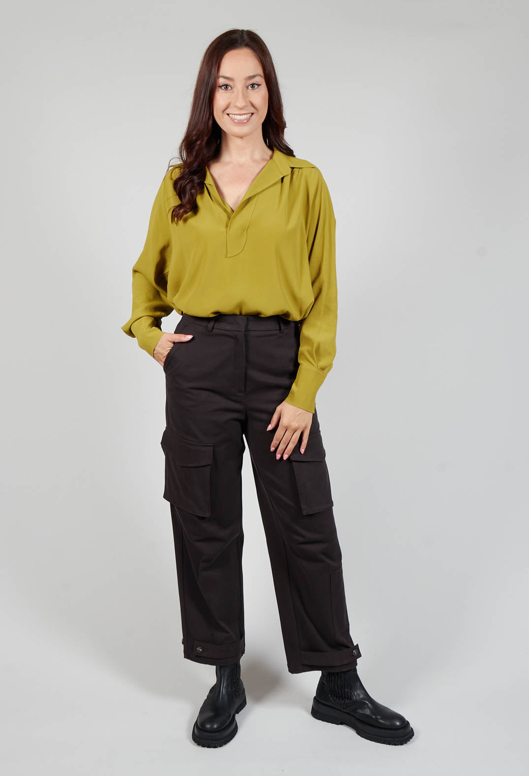 Torre Collared Blouse in Olio Yellow