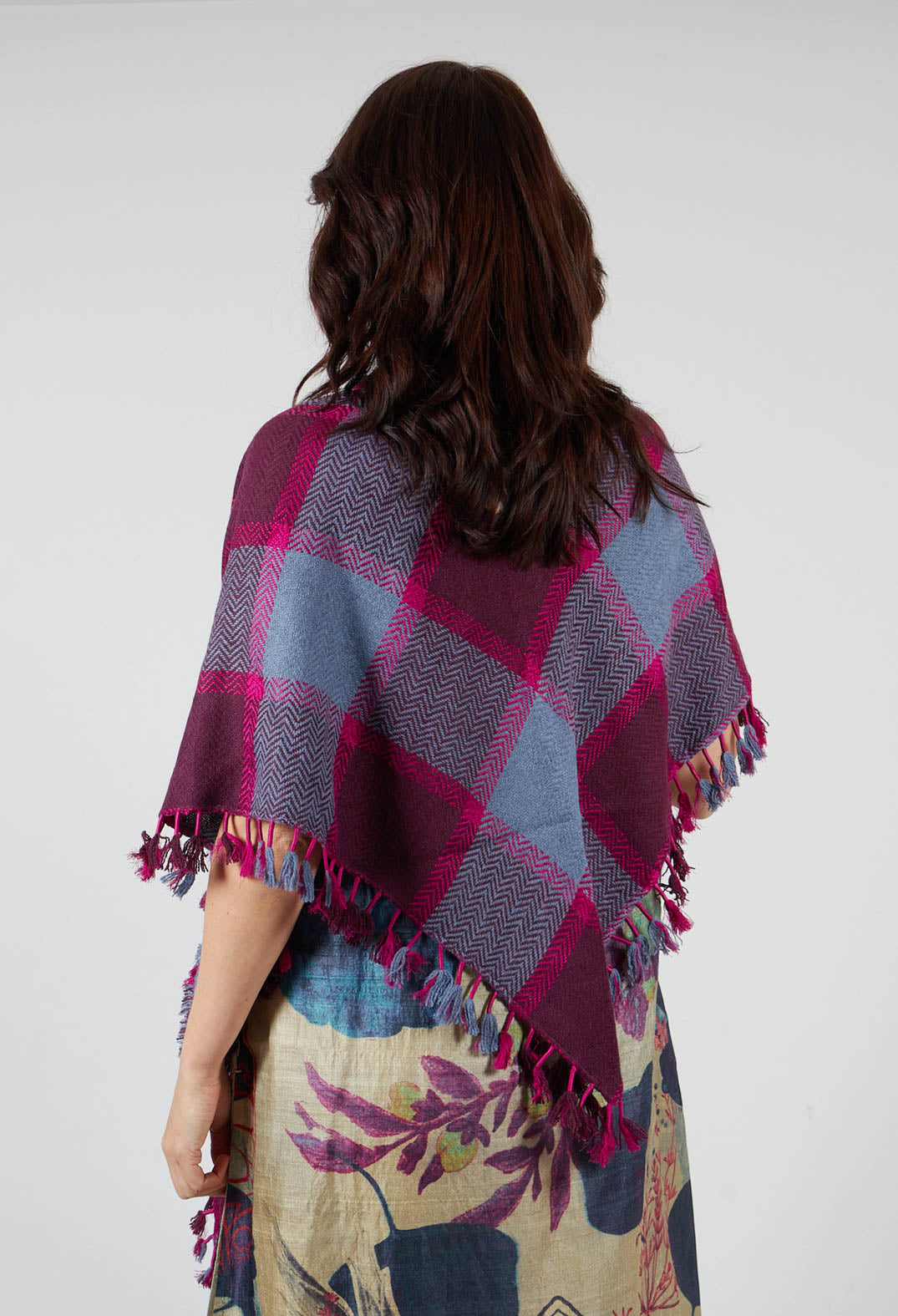 Triangle Scarf in Tartan Bordeaux