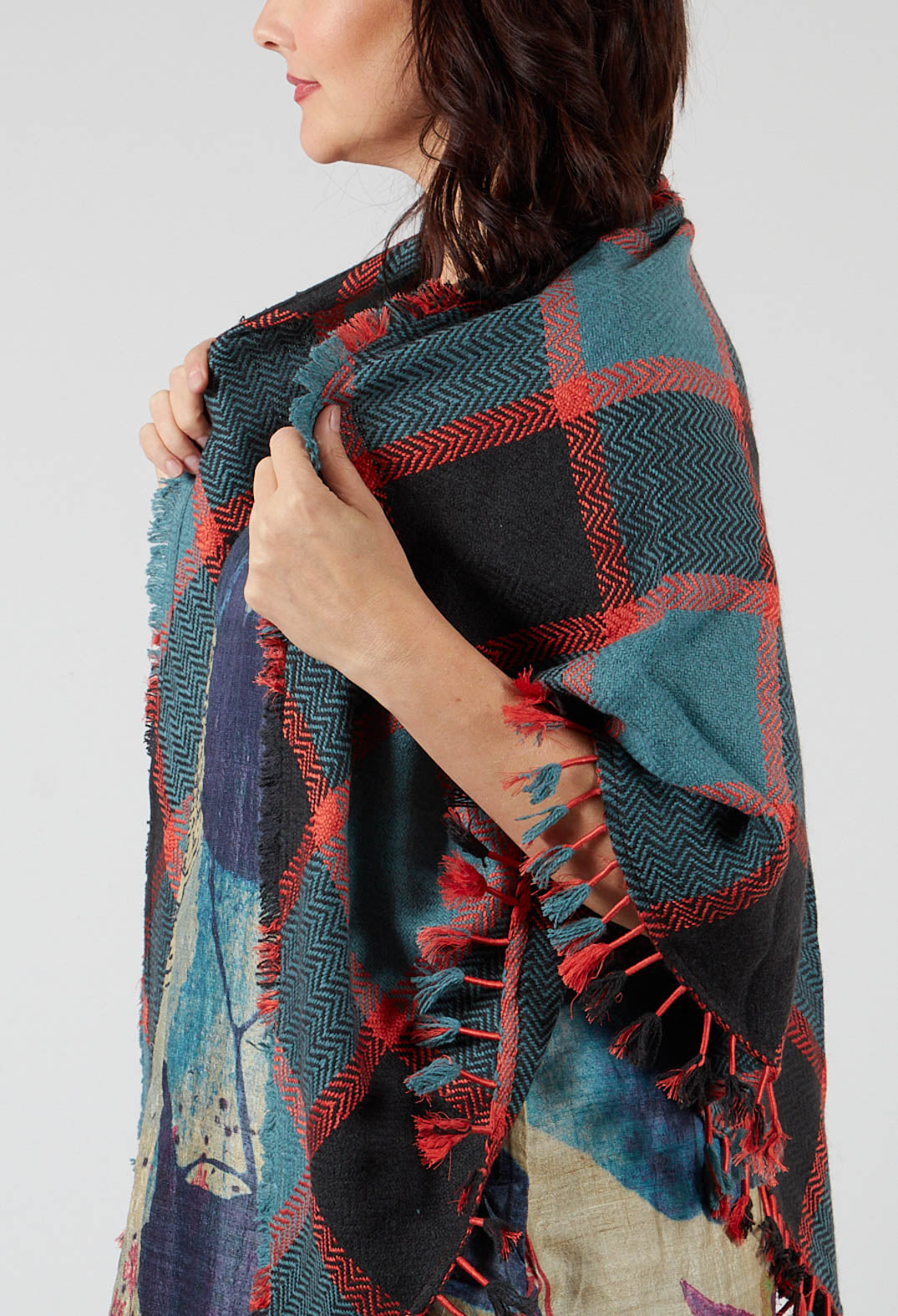 Triangle Scarf in Tartan Celeste