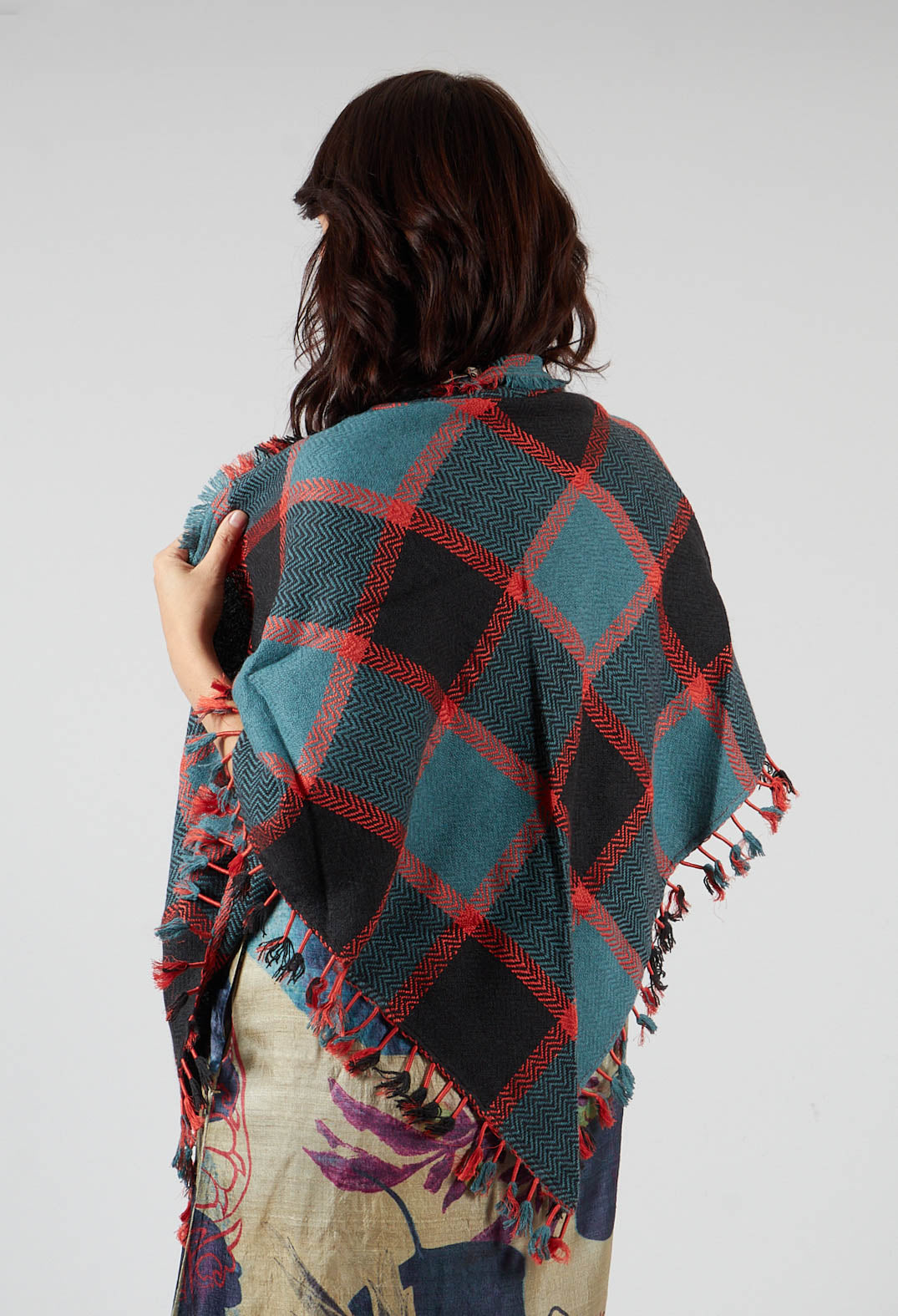 Triangle Scarf in Tartan Celeste