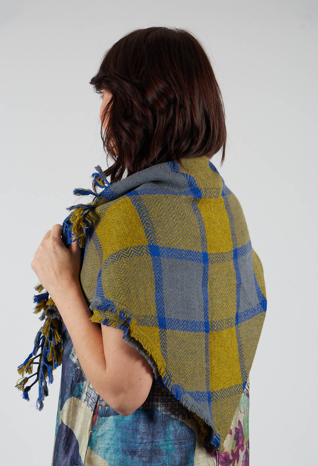 Triangle Scarf in Tartan Coal