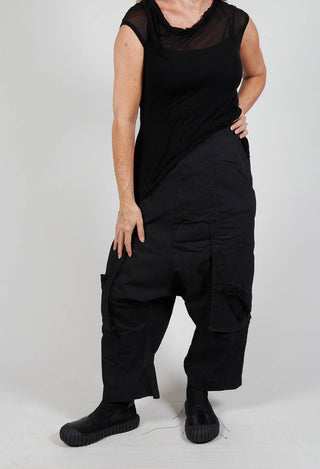 Trousers with Bleached Stitching in Black