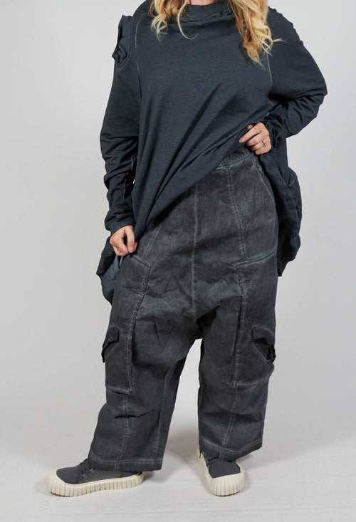 Trousers with Bleached Stitching in Coal Cloud