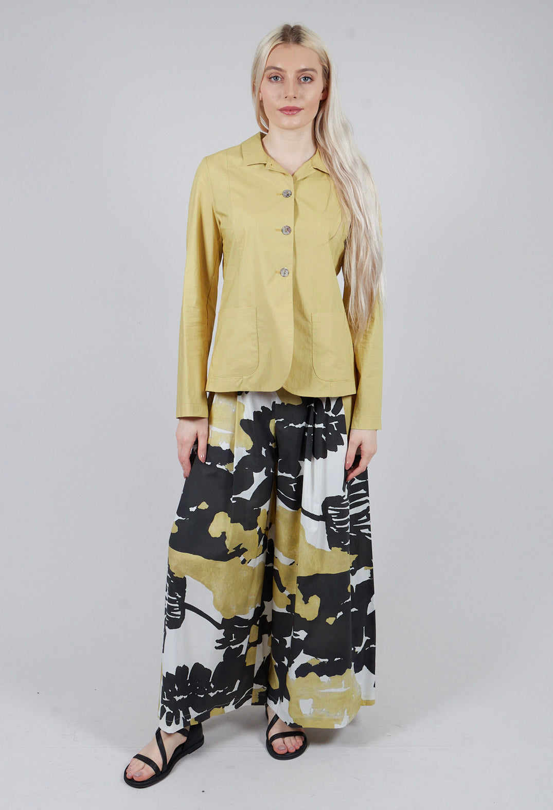 Trousers with Pleats in Golden Print