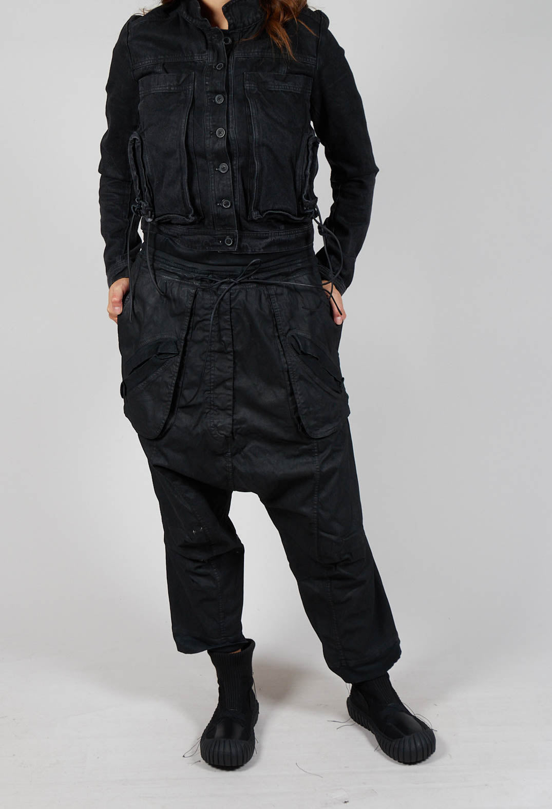 Trousers with Pull Toggle Waist in Black