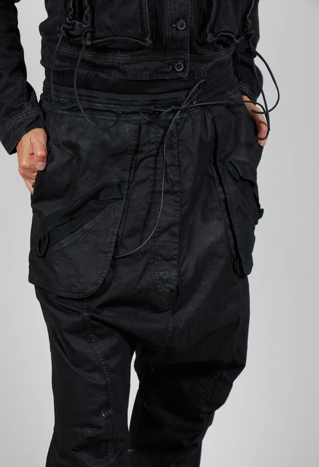 Trousers with Pull Toggle Waist in Black