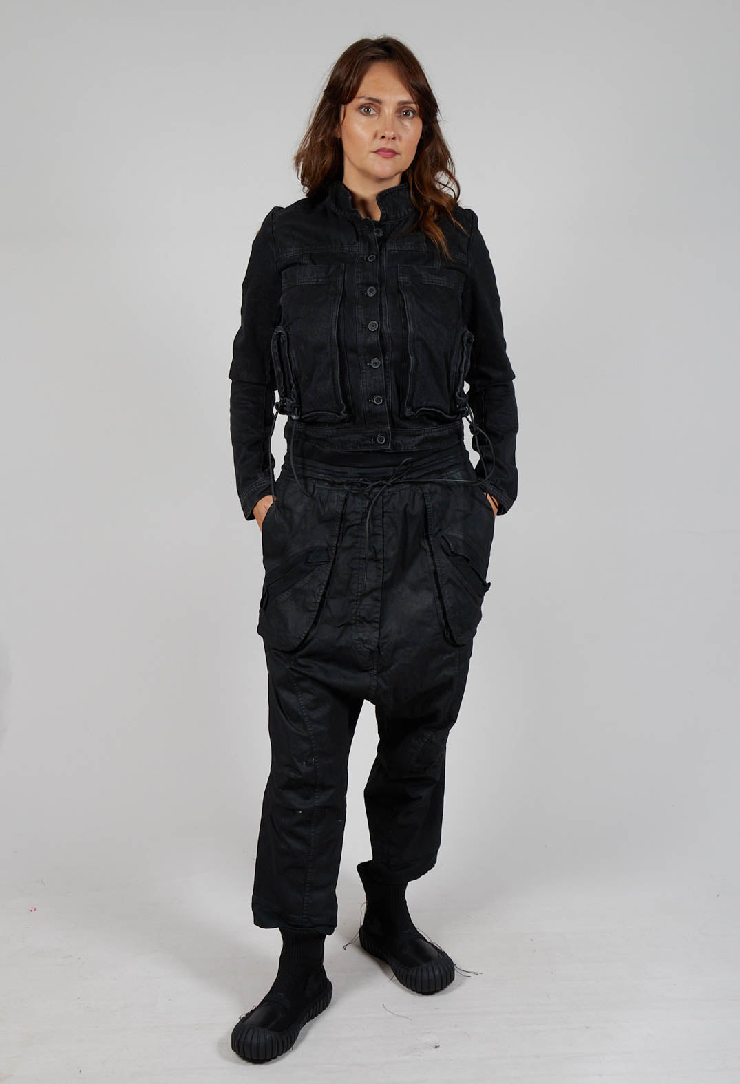 Trousers with Pull Toggle Waist in Black