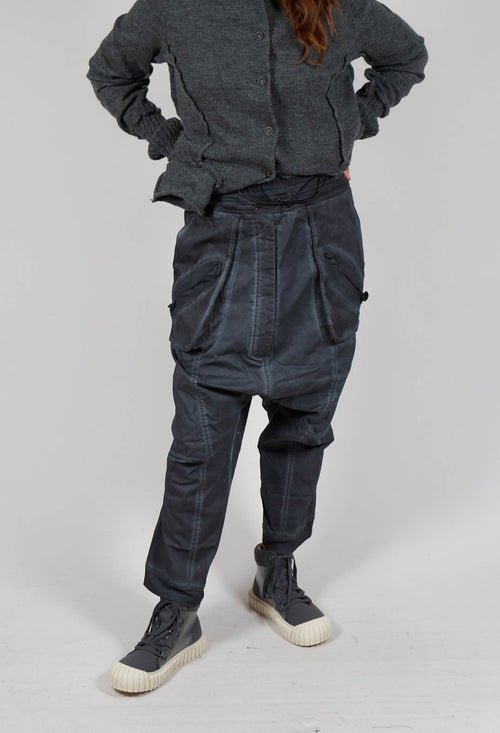 Trousers with Pull Toggle Waist in Coal Cloud