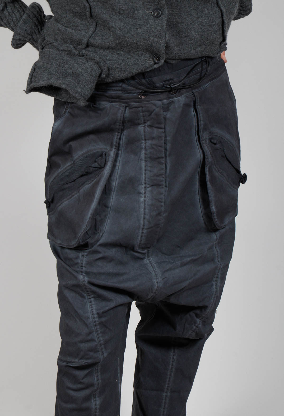 Trousers with Pull Toggle Waist in Coal Cloud