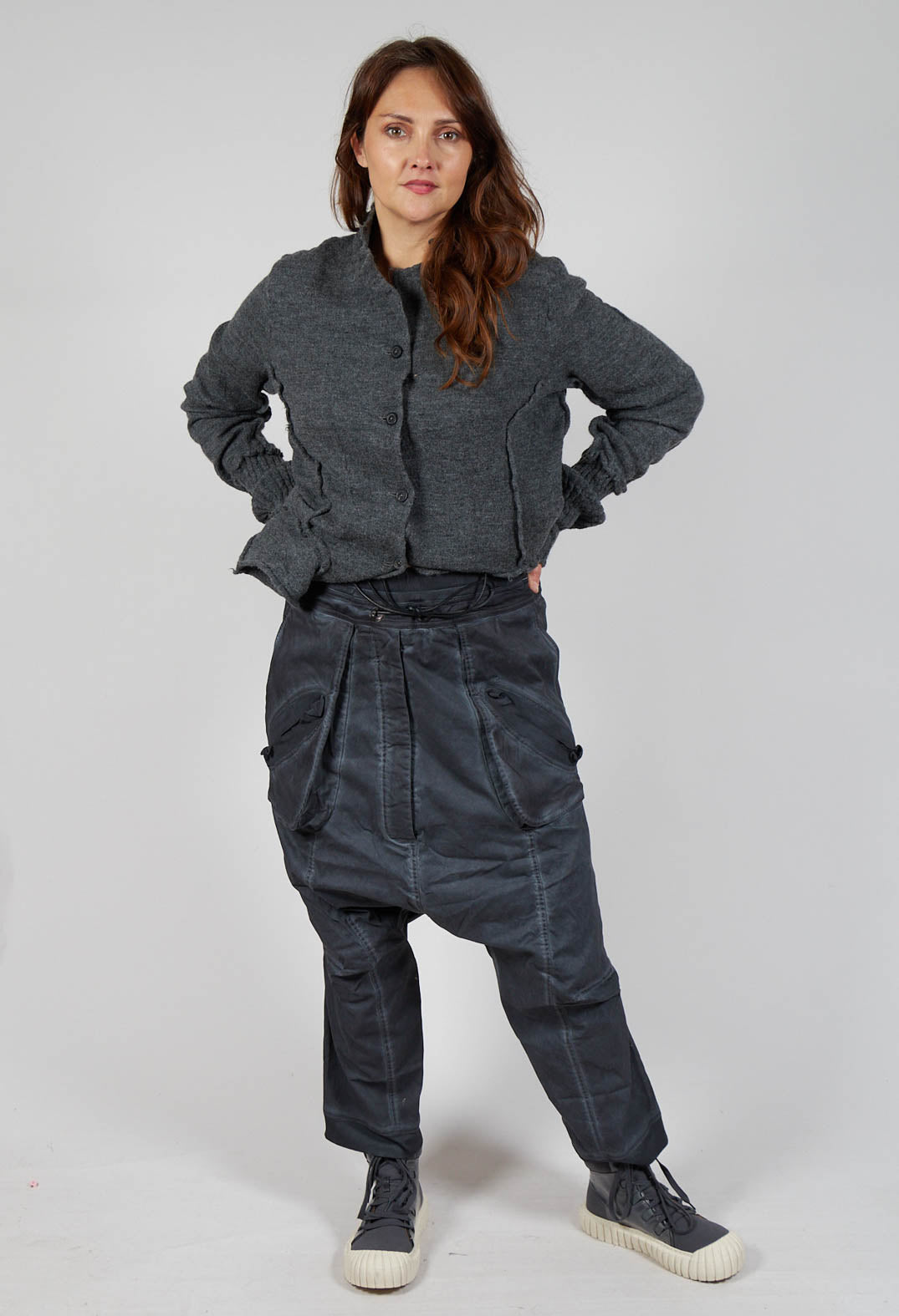 Trousers with Pull Toggle Waist in Coal Cloud