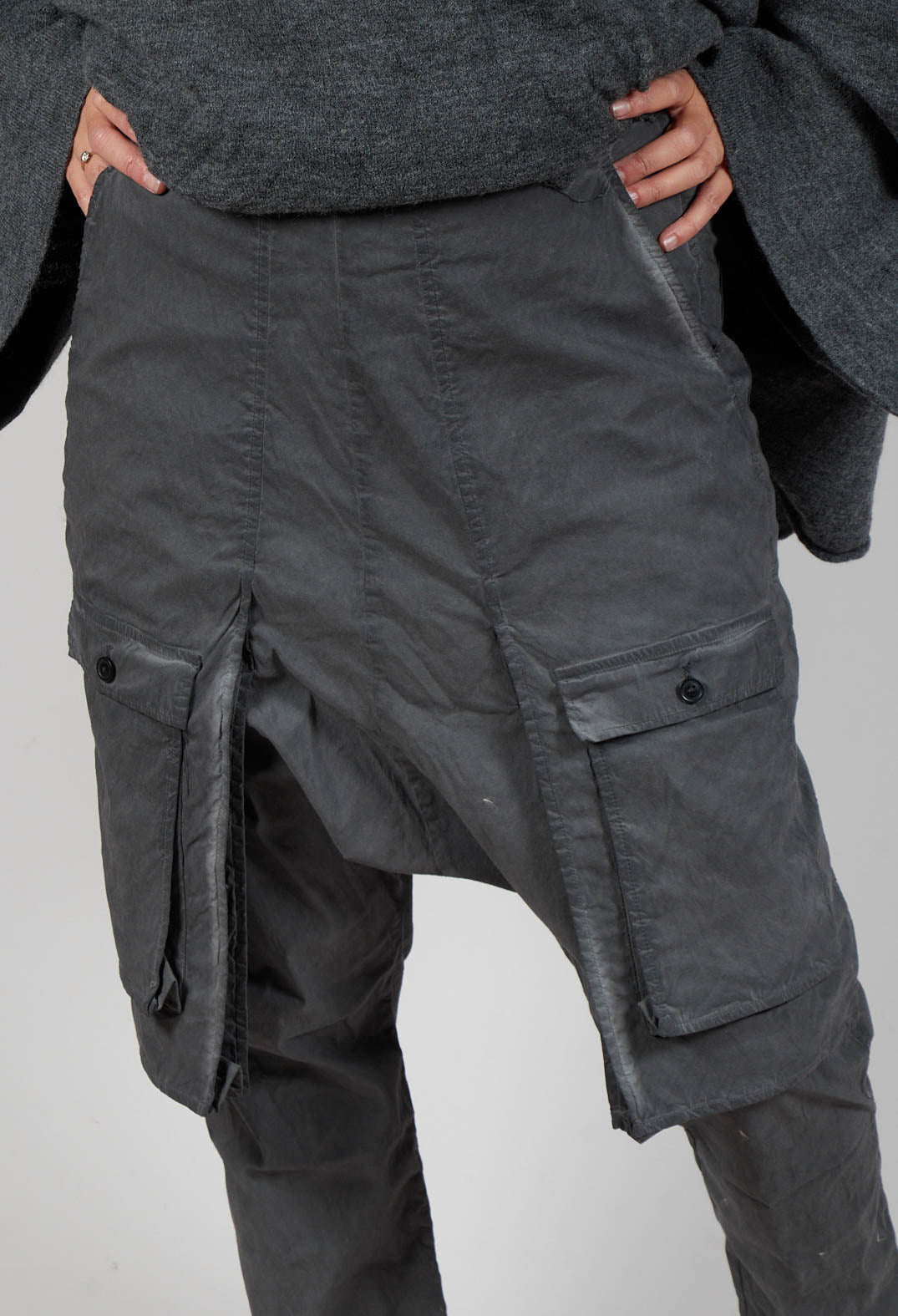 Trousers with Statement Pockets in Coal Cloud