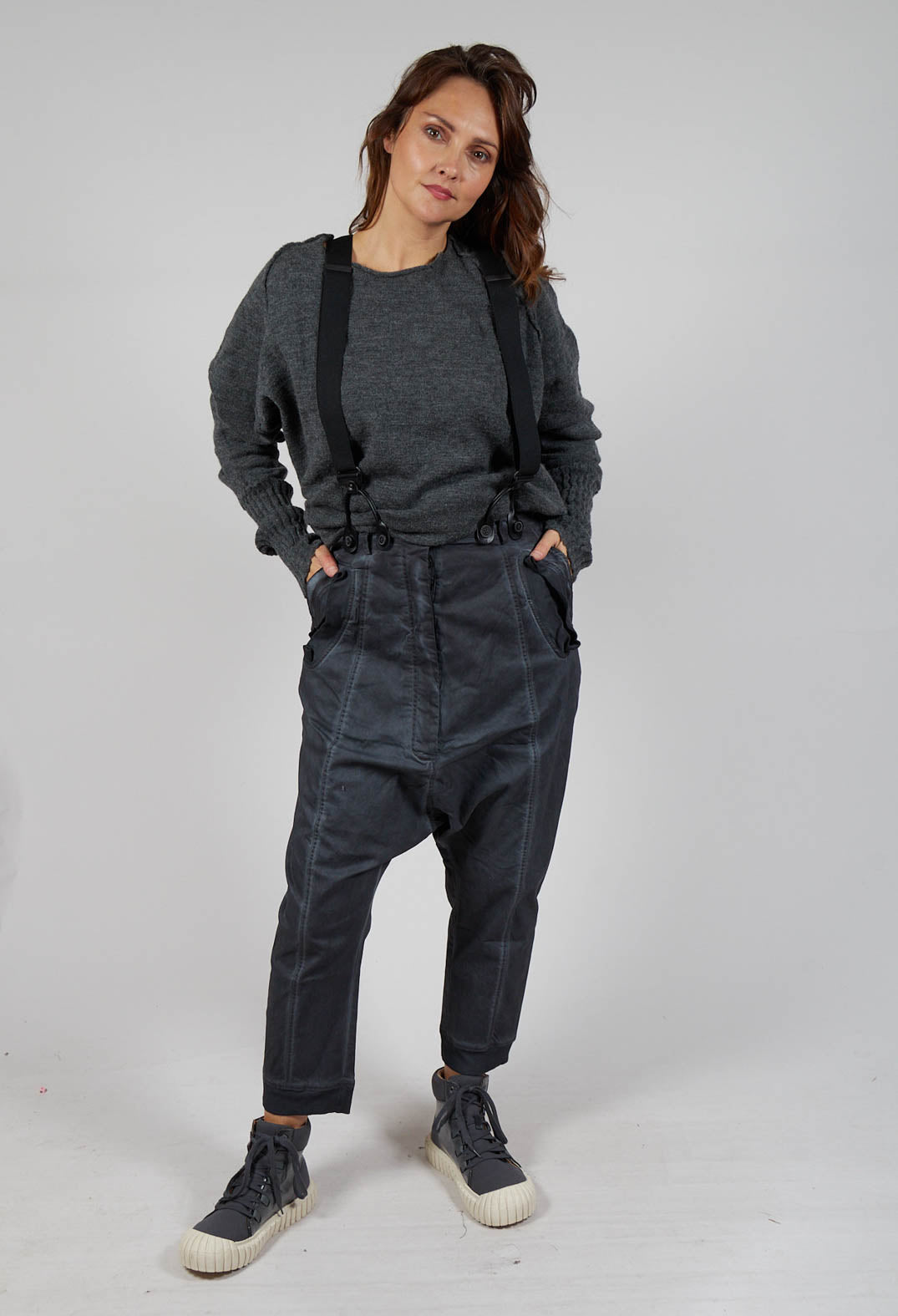 Trousers with Suspenders in Coal Cloud