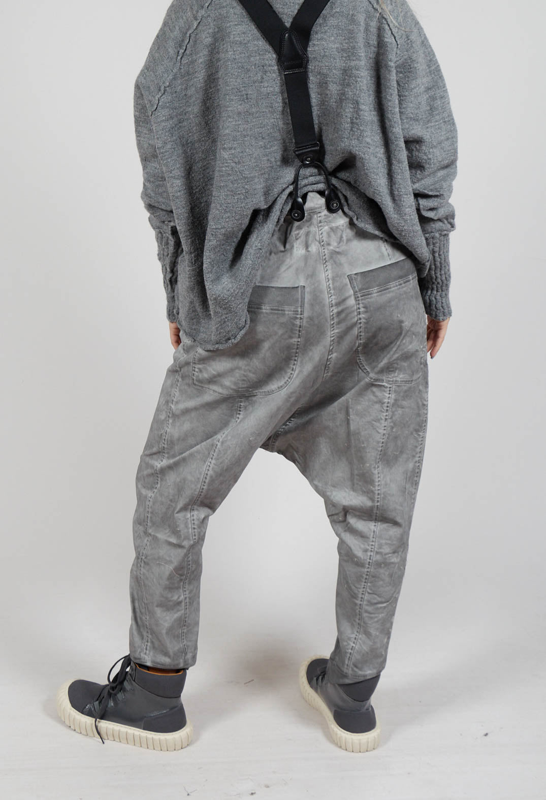 Trousers with Suspenders in Pencil Cloud