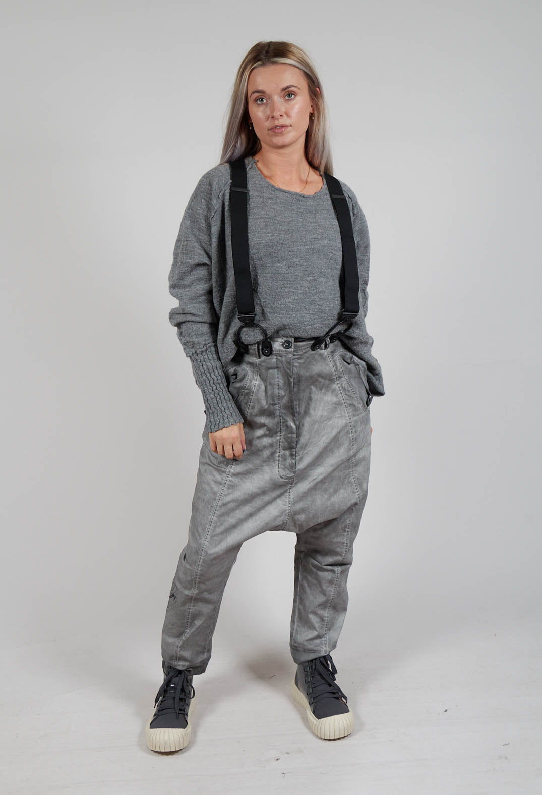 Trousers with Suspenders in Pencil Cloud