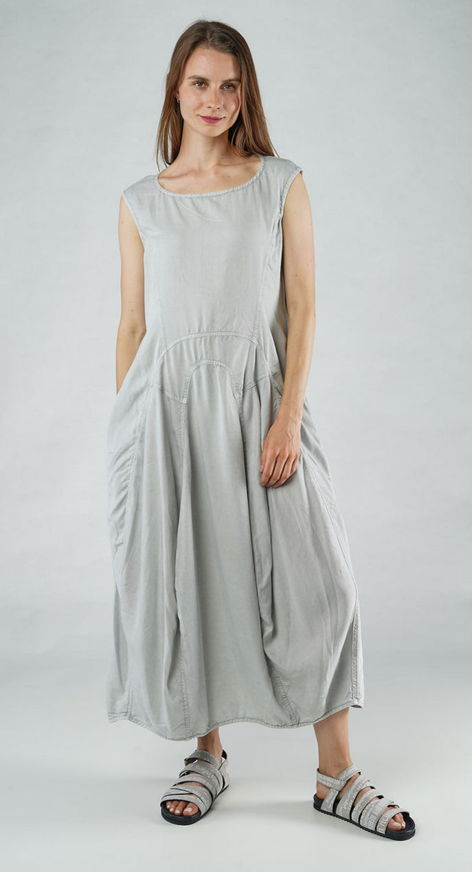 PRE-ORDER - Tulip Dress with Curved Seams in Malibu Pigment (Pictured in Grey Pigment)