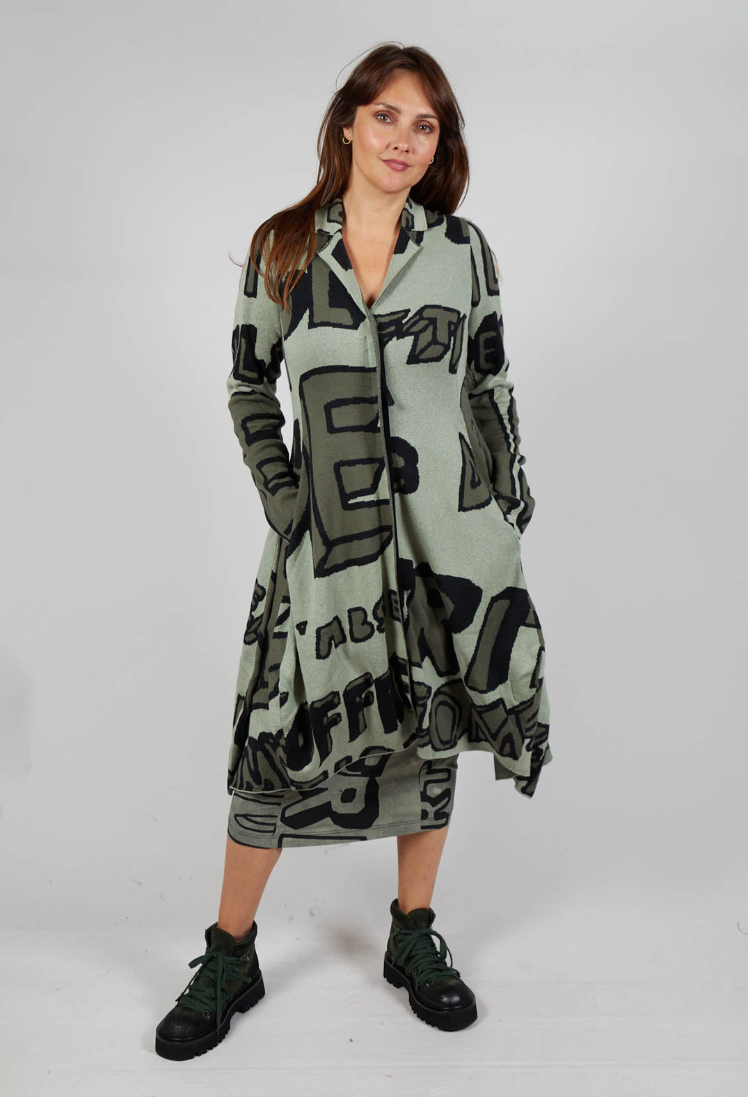 Tulip Hem Coat in Defender Jacquard