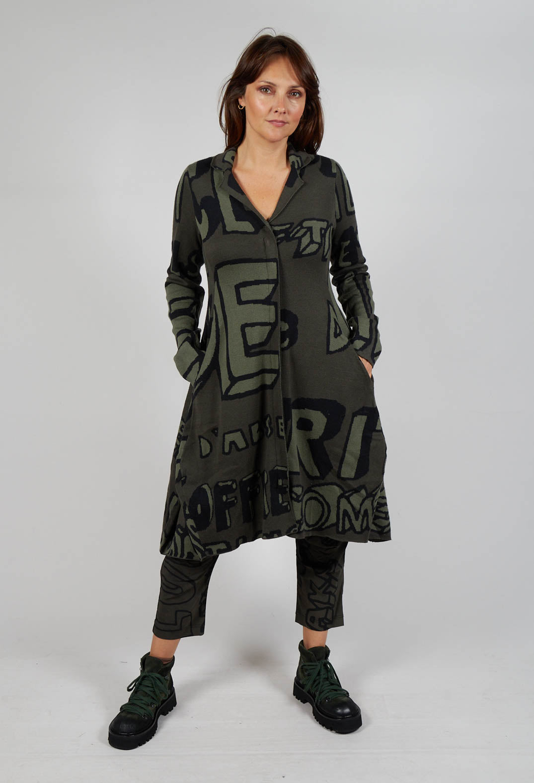 Tulip Hem Coat in Jungle Camp Jacquard